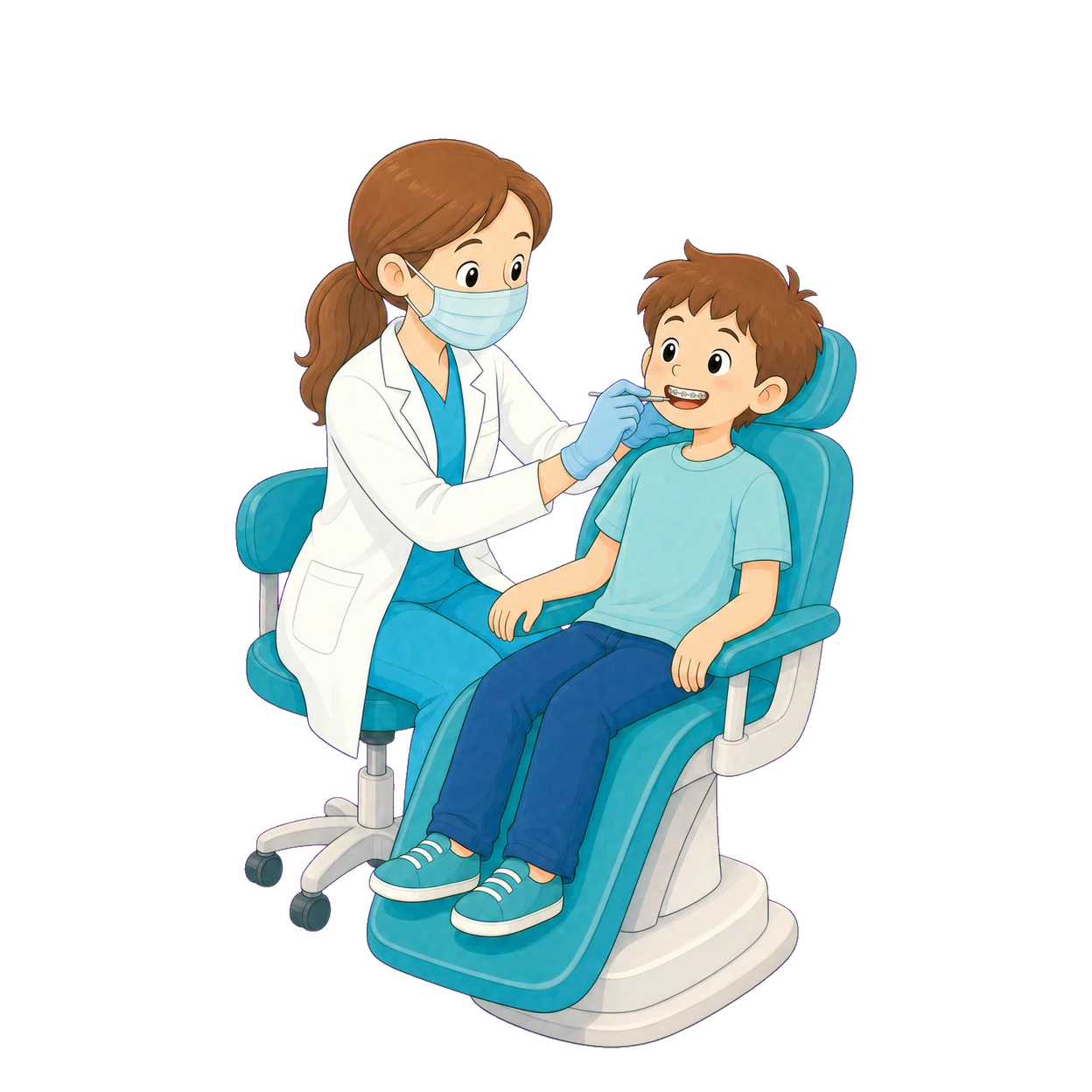 Orthodontist adjusting braces for a child at Didcot Dental Studio