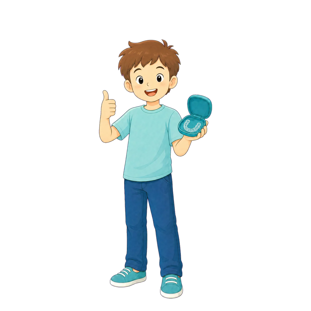 Child smiling with retainers after orthodontic treatment