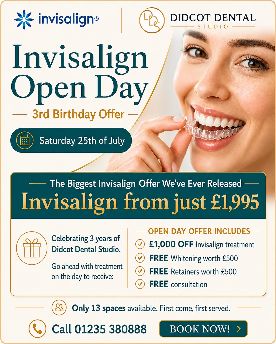 Invisalign Open Day offer with Invisalign from £1,995 at Didcot Dental Studio